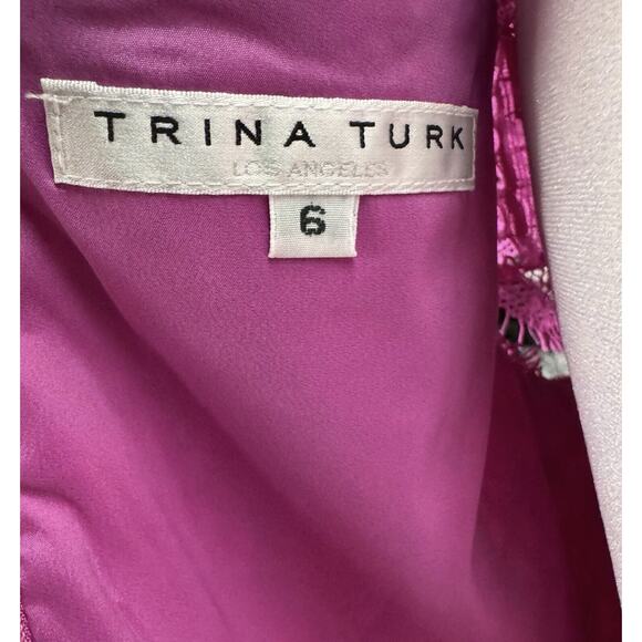 Trina Turk Womens Plum Rose Lace Detailed Sheath Formal Dress Cap Sleeve, Size 6 - Picture 8 of 10